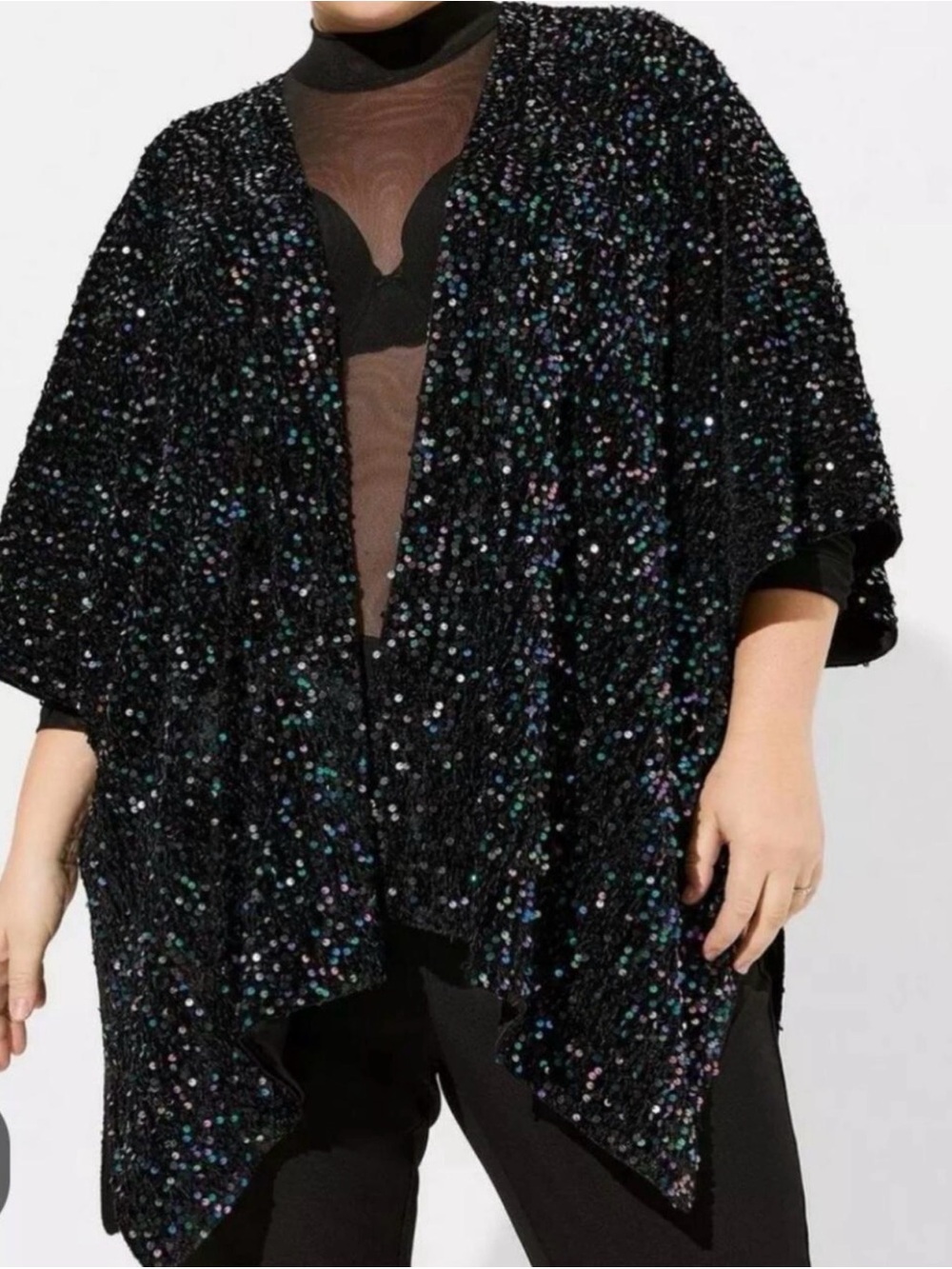 Torrid Iridescent Sequin Open-Front Kimono One Size Plus Size Mermaidcore NWT